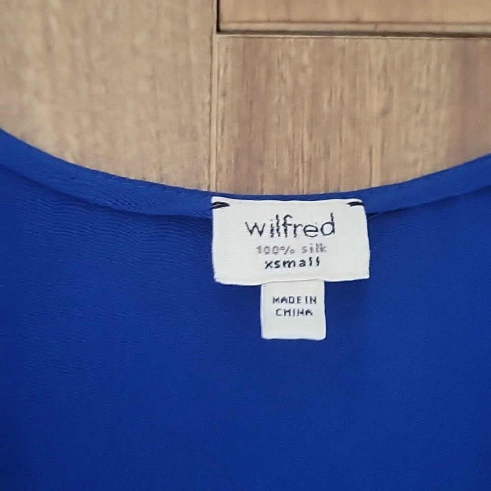 Wilfred Aritzia‎ Blue Silk Dress Mini Suplice Neckline XS